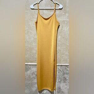 Something Navy Yellow Gold Midi Dress Medium